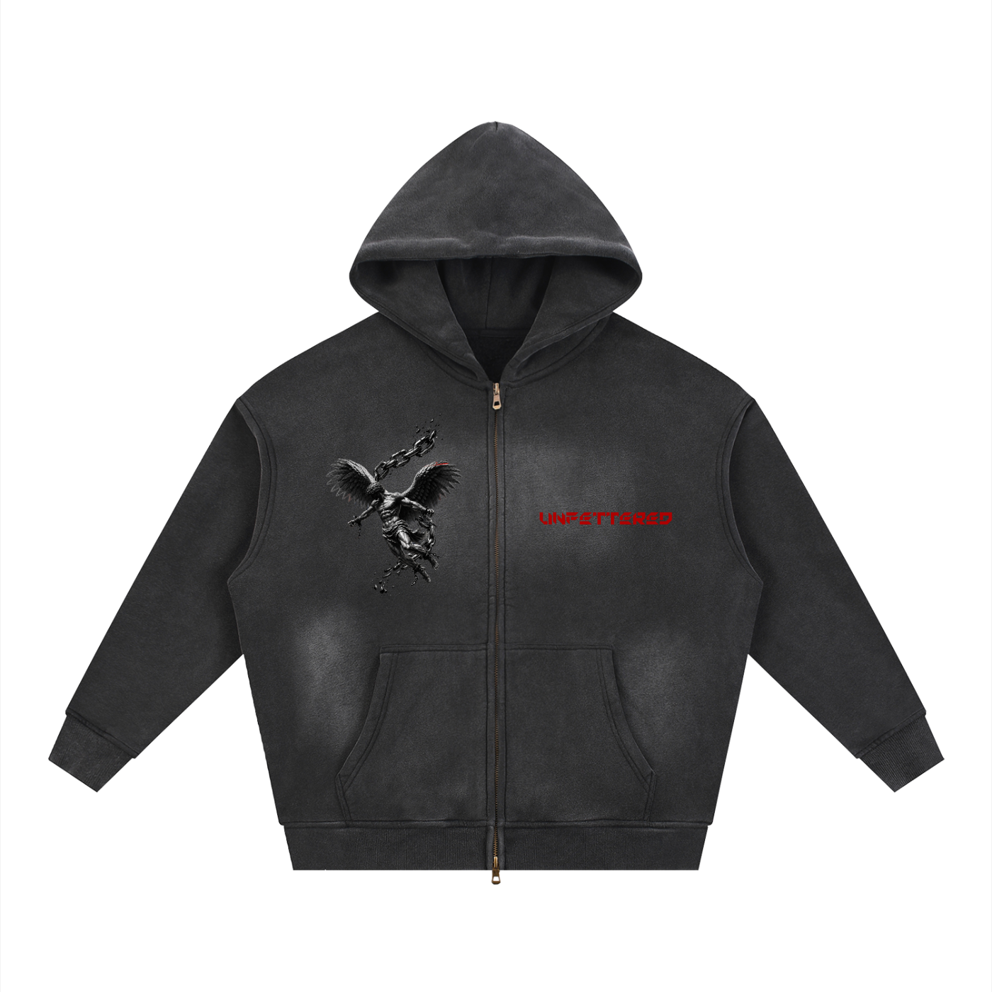 Sunfade Two-way Zipper Boxy Fleece Hoodie