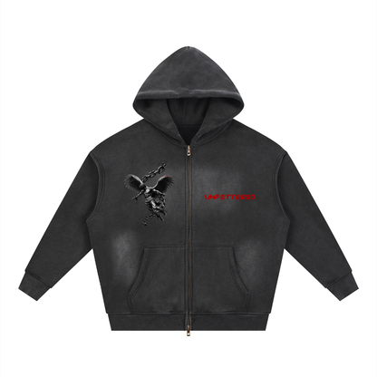 Sunfade Two-way Zipper Boxy Fleece Hoodie