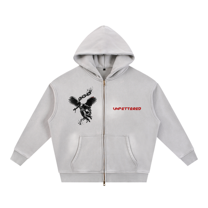 Sunfade Two-way Zipper Boxy Fleece Hoodie