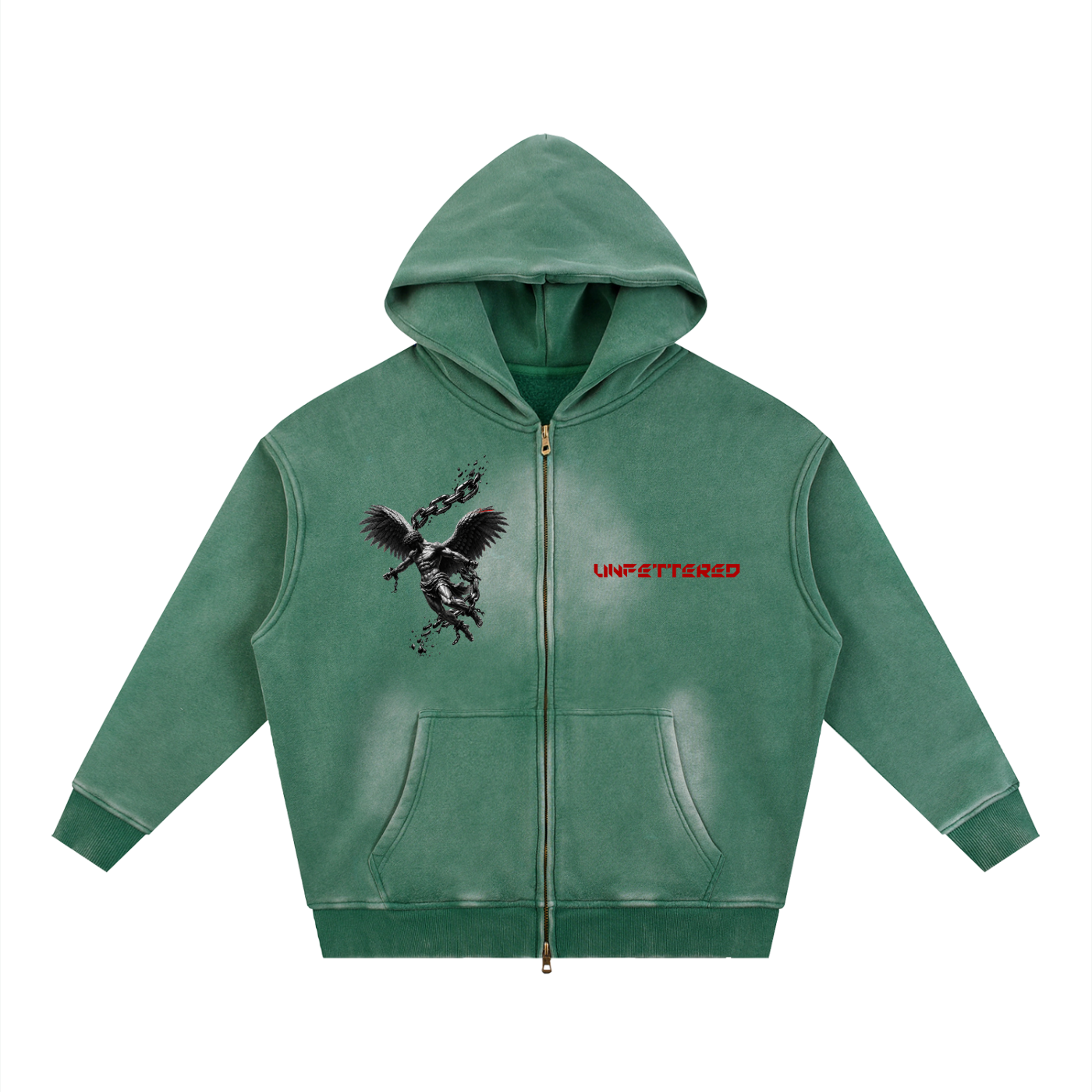 Sunfade Two-way Zipper Boxy Fleece Hoodie