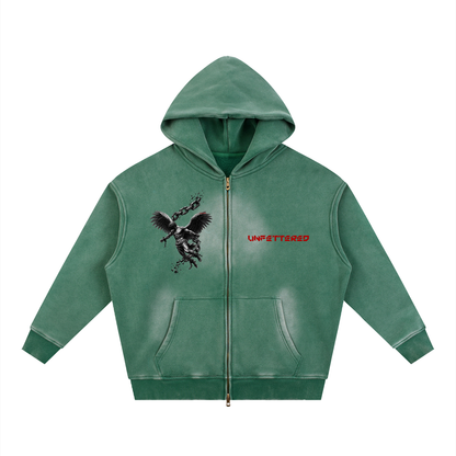 Sunfade Two-way Zipper Boxy Fleece Hoodie